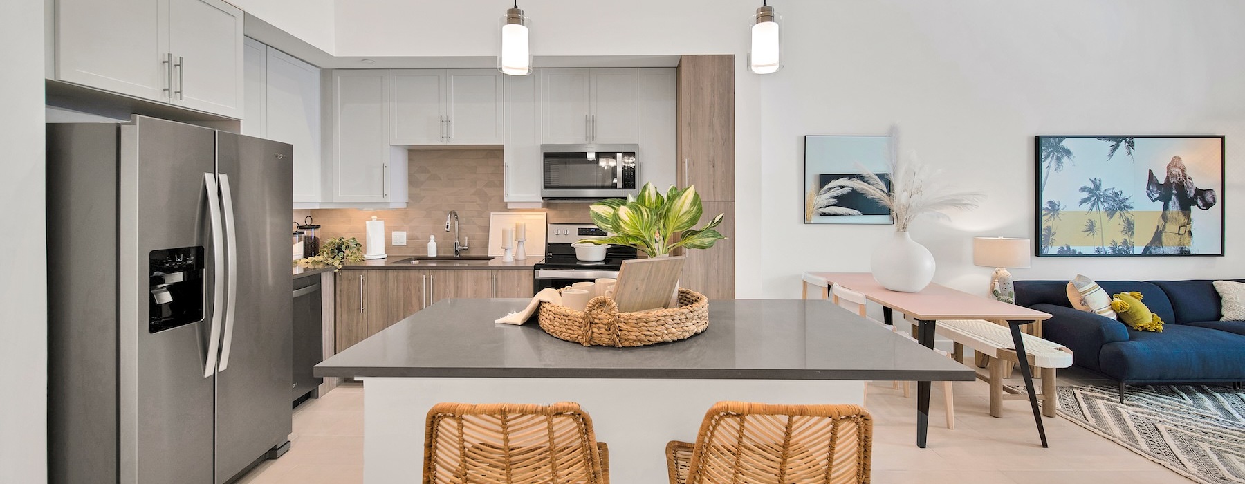a kitchen with a table and chairs