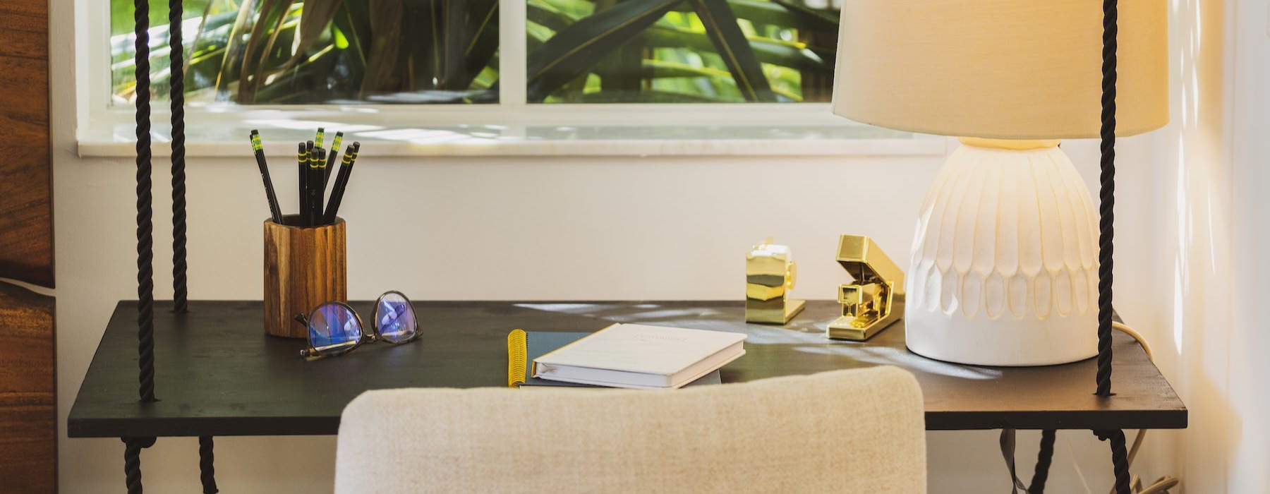 a lamp on a table